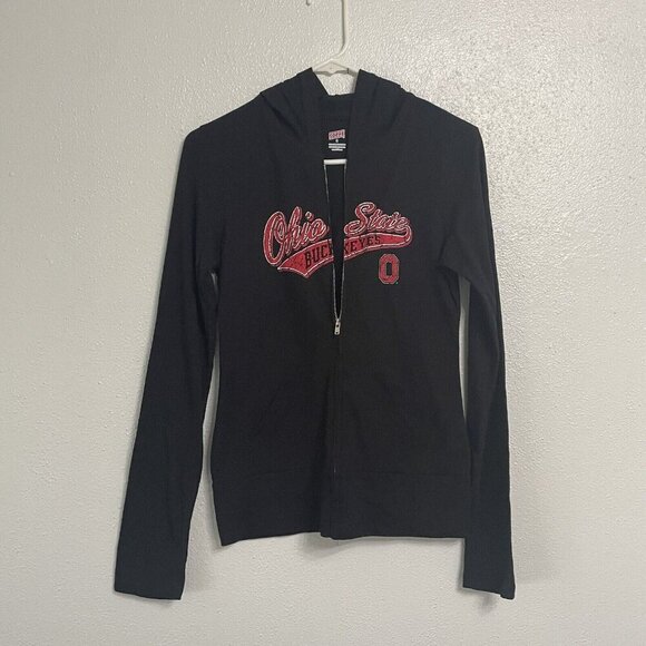 Womens Size Small Ohio State Buckeyes Hoodie Zip Up Long Sleeve 100% Cotton (U5) - Picture 3 of 5